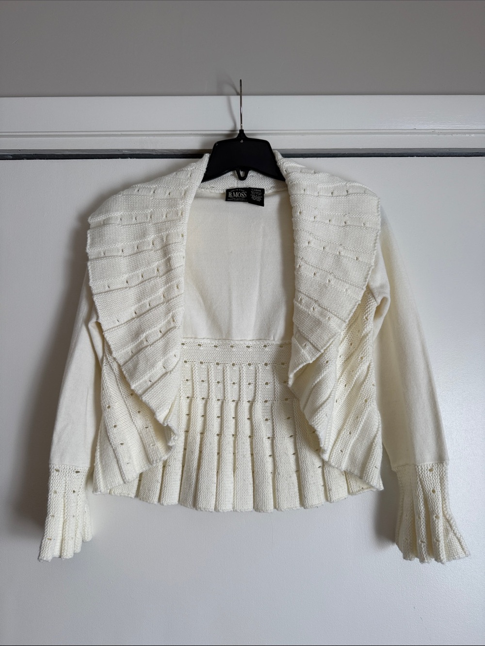 Tailor B. Moss Cream Knit Draped Open-Front Cardigan